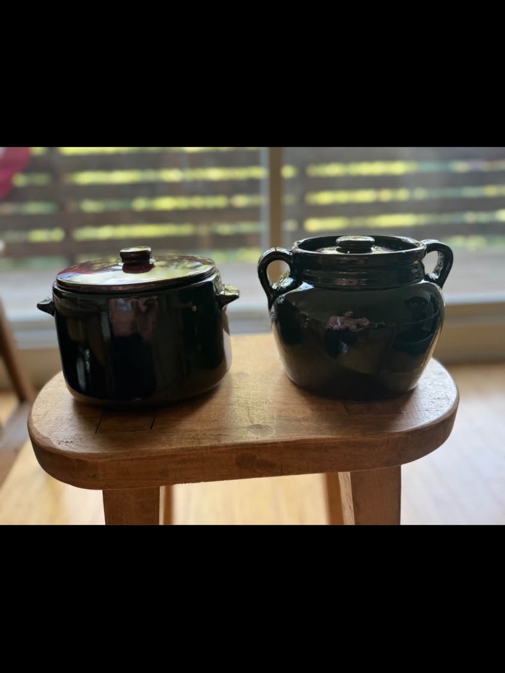 Vintage Brown Stoneware Crock Set – 2 Pieces
